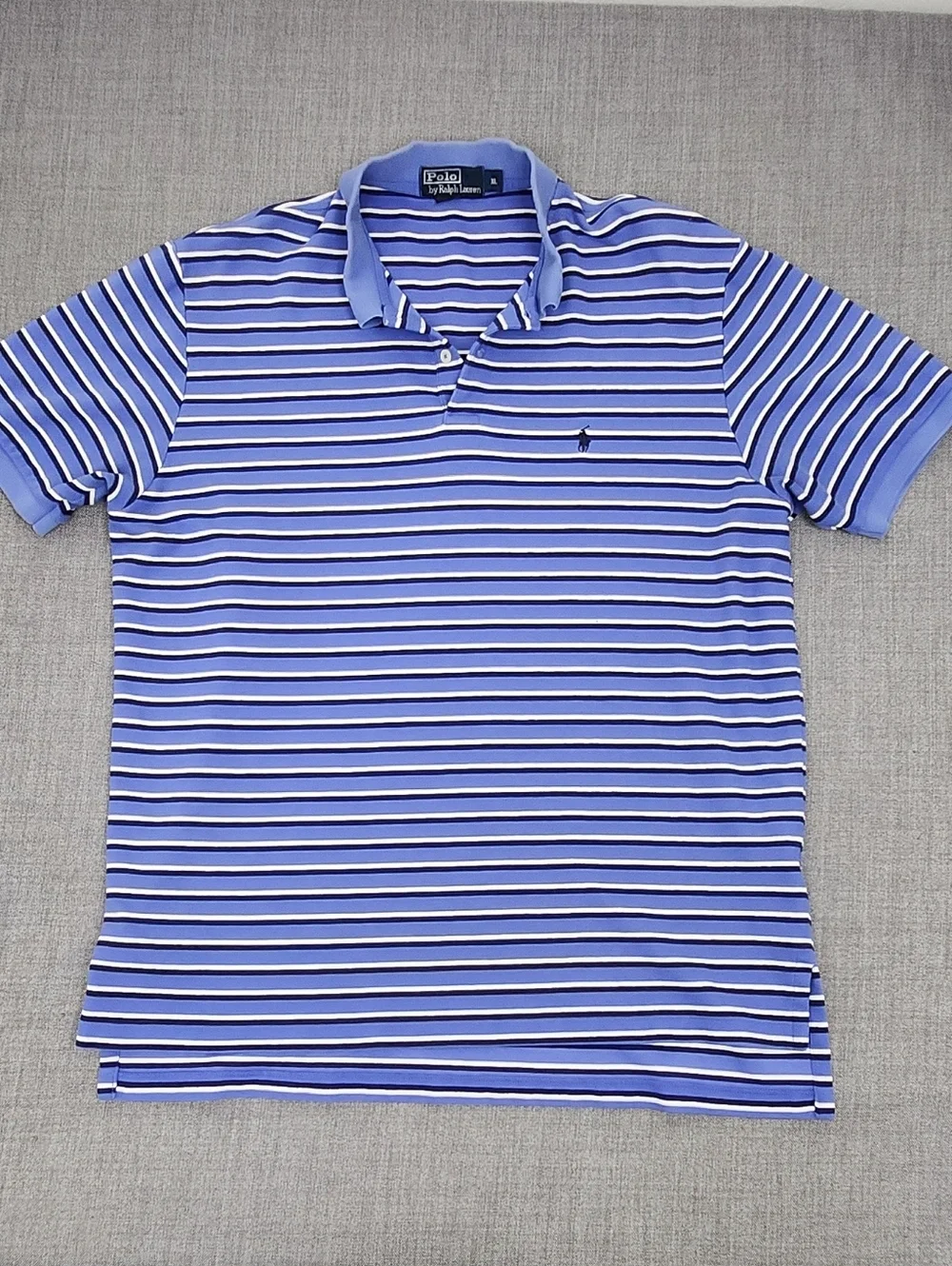 Vintage Polo Ralph Lauren Blue Striped Polo Shirt. XL
